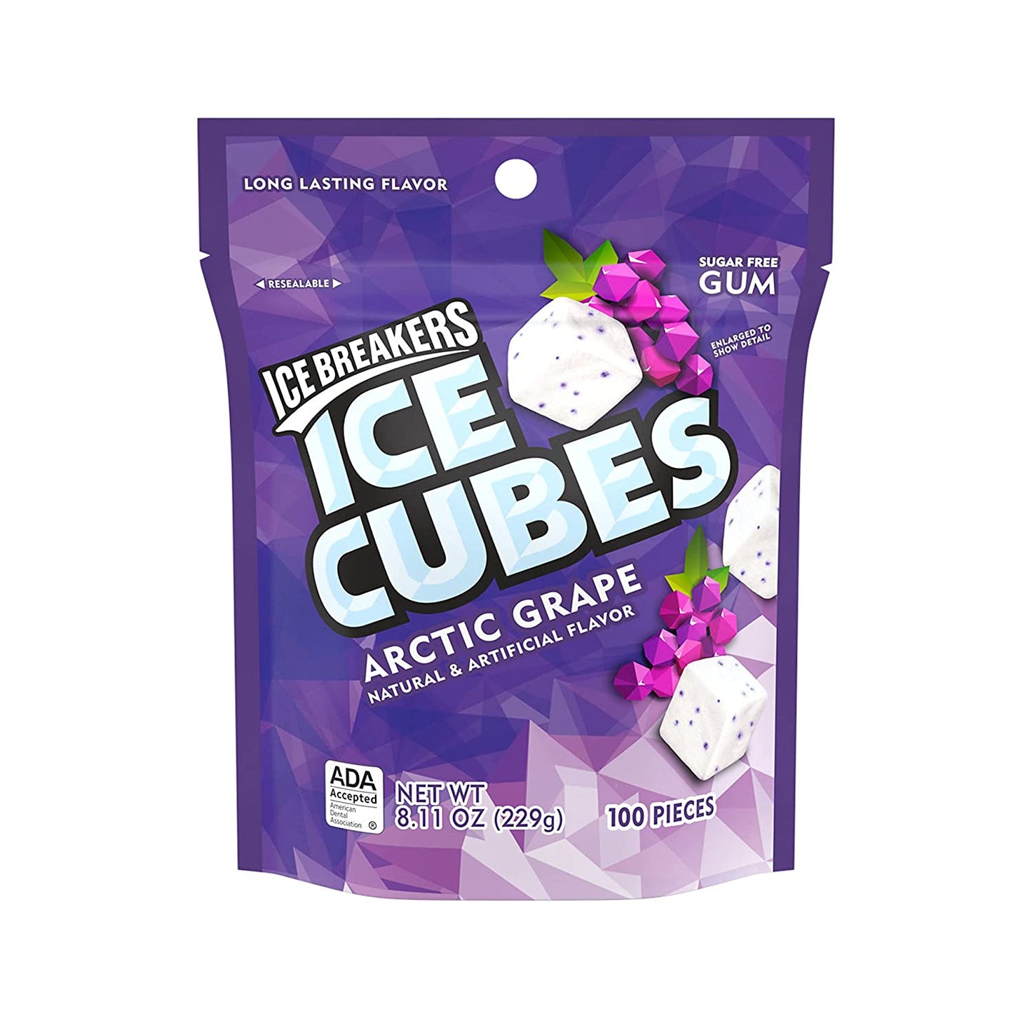 Ice Breakers Ice Cubes Sugar Free Gum, Arctic Grape, 100 Pieces