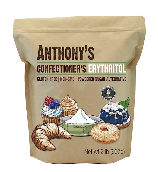 Anthony's Confectioner's Erythritol, 2 lb, Non GMO, Sweetener, Zero Calorie, Keto & Paleo Friendly