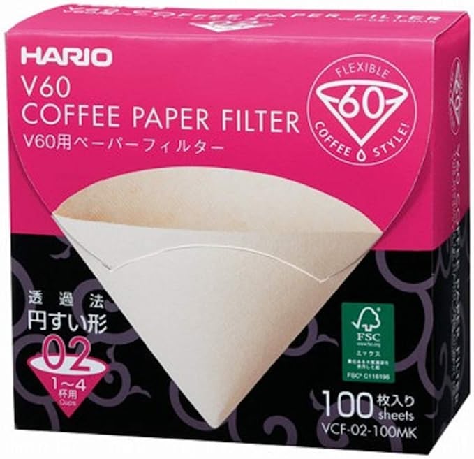Hario V60 Paper Coffee Filters, Size 02, Natural, 100 sheets PACKAGING MAY VARY