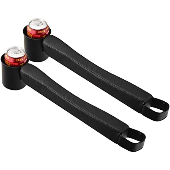 Supin 2 Pieces Car Seat Gap Filler Pad PU Leather Console Side Pocket Organizer and one Cup for Cellphone Wallet Coin Key (Black)