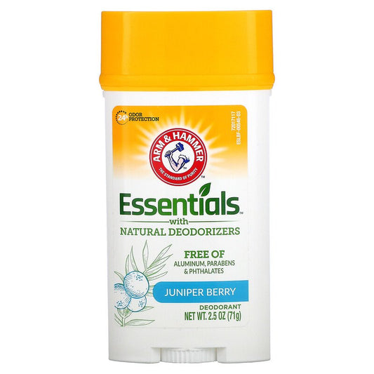 Arm & Hammer Essentials Deodorant With Natural Deodorizers Free Of Aluminum Parabens & Phthalates Juniper Berry 2.5 Oz (71g)