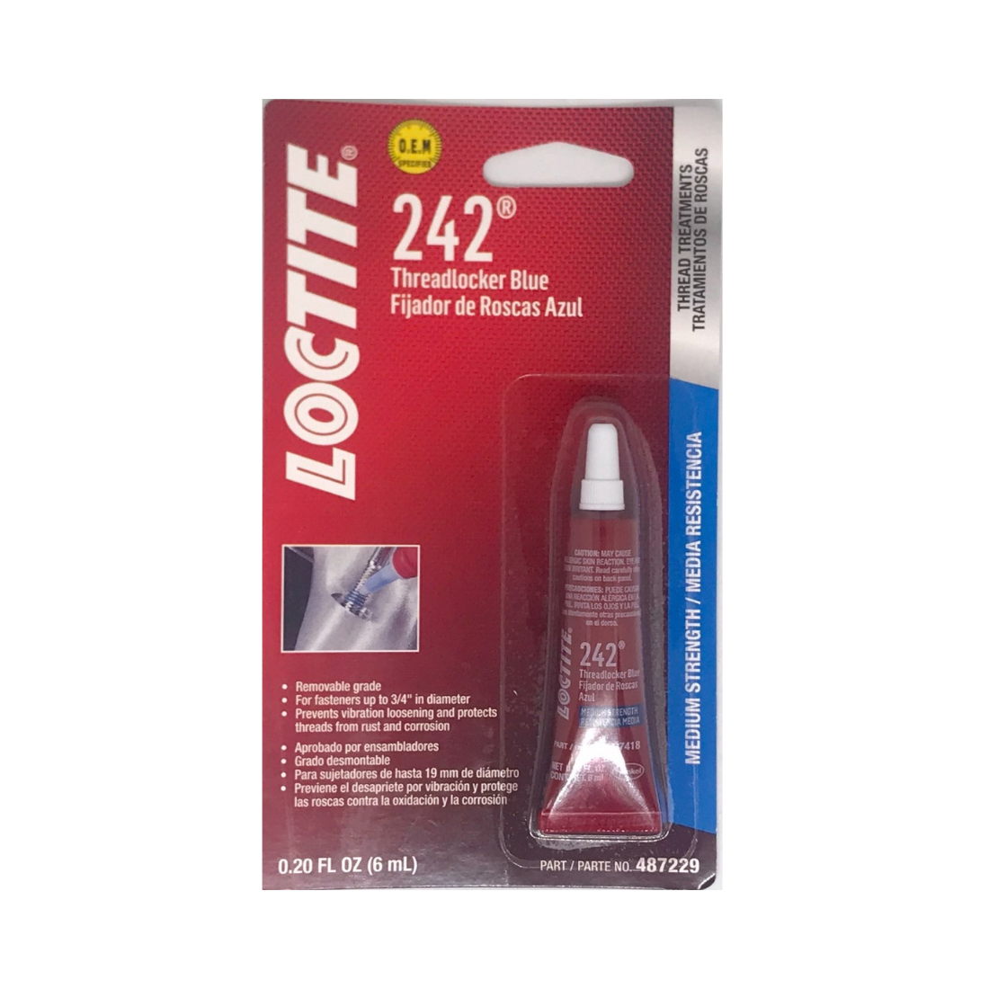 Loctite Heavy Duty Threadlocker, 0.2 oz, Blue 242, Single