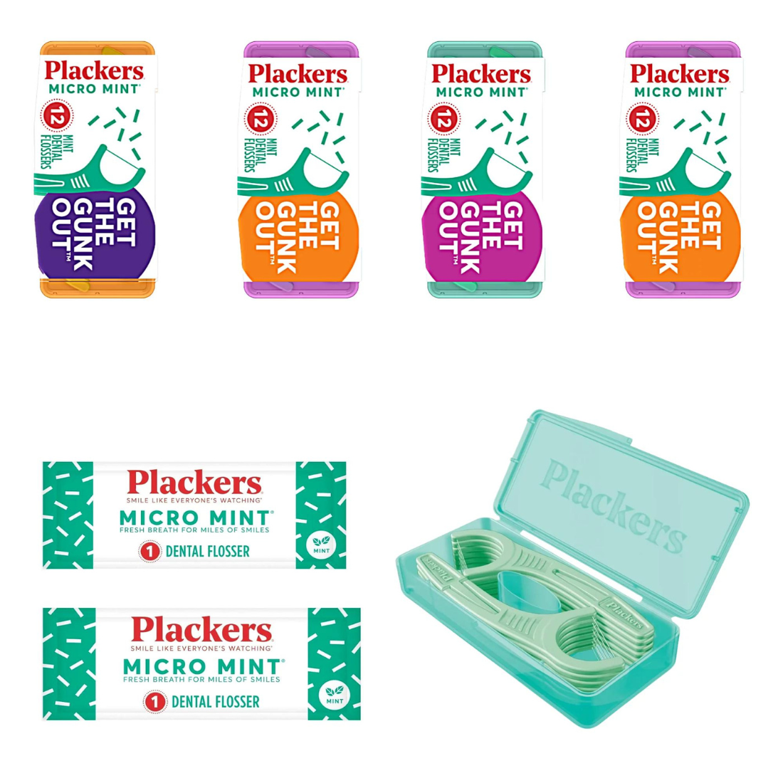 Plackers Micro Mint Dental Flossers 12 Counts (COLOR MAY VARY)