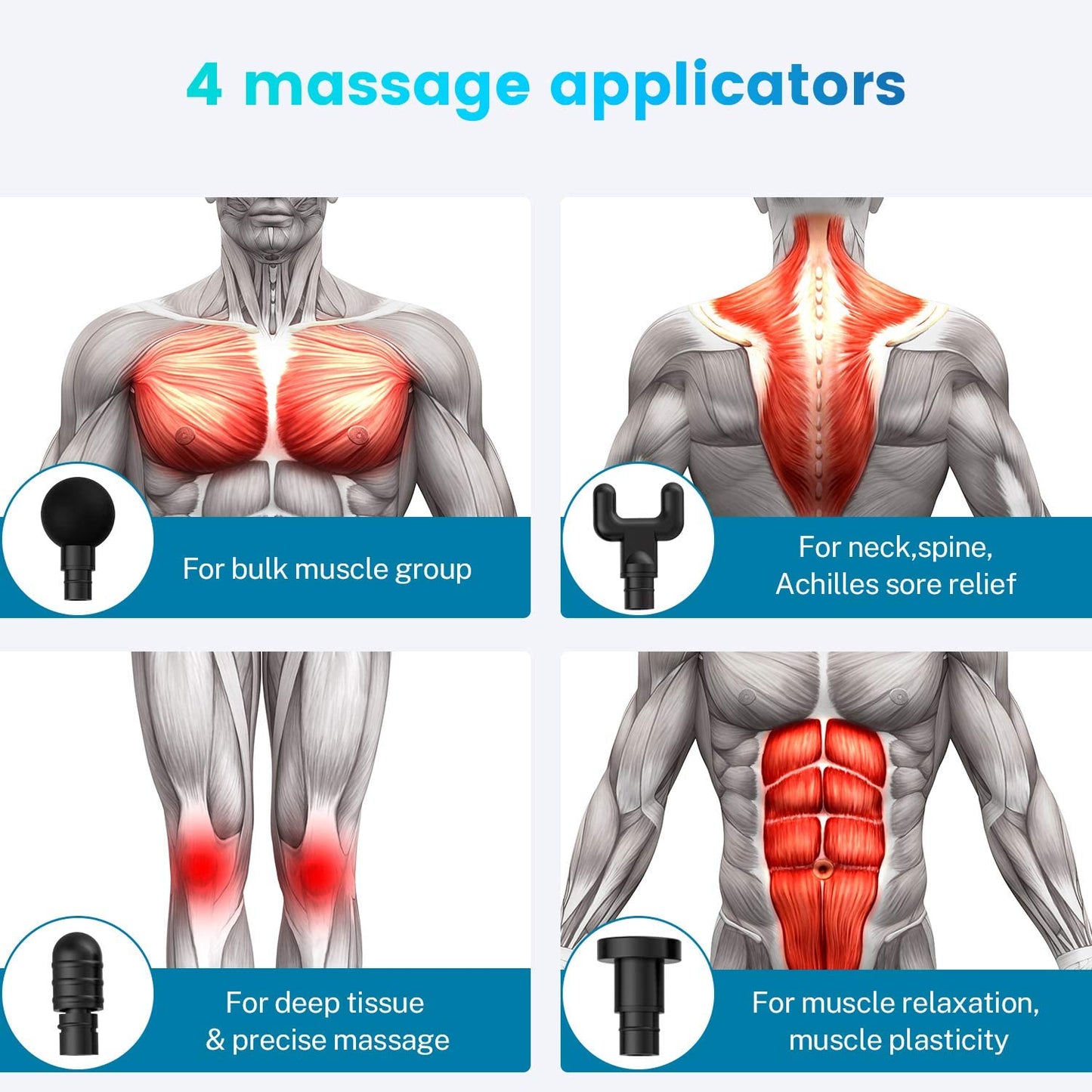 Aigrous A9 Massage Gun Deep Tissue Percussion Muscle Massager For Pain Relief Silver 1 Count