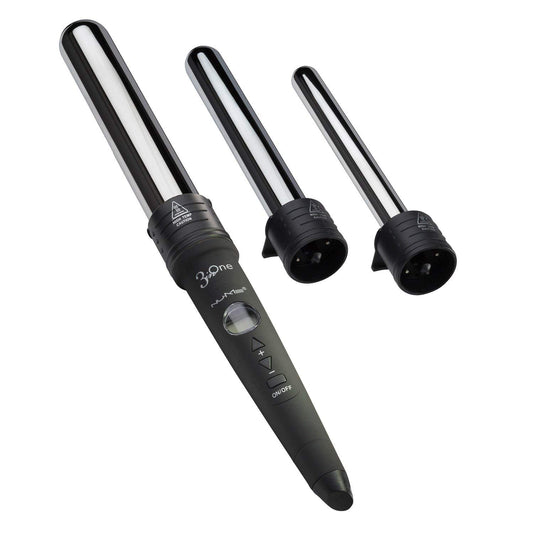 NuMe Titanium 3 In 1 Curling Wand Set Interchangeable Barrels With Heat-Resistant Glove 1 Count