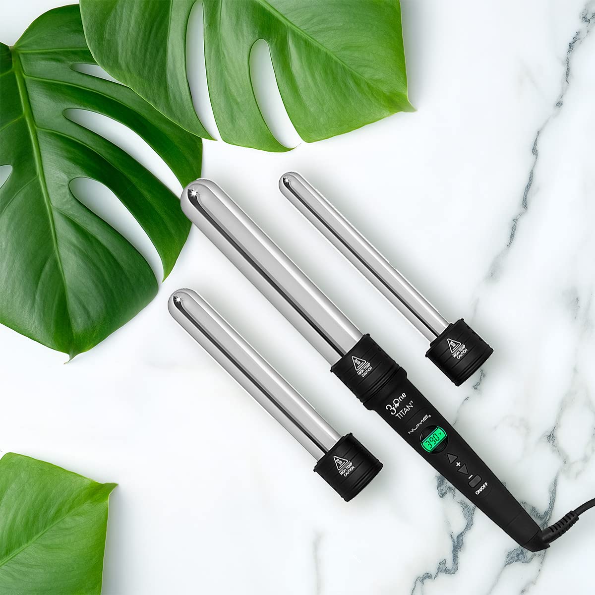 NuMe Titanium 3 In 1 Curling Wand Set Interchangeable Barrels With Heat-Resistant Glove 1 Count