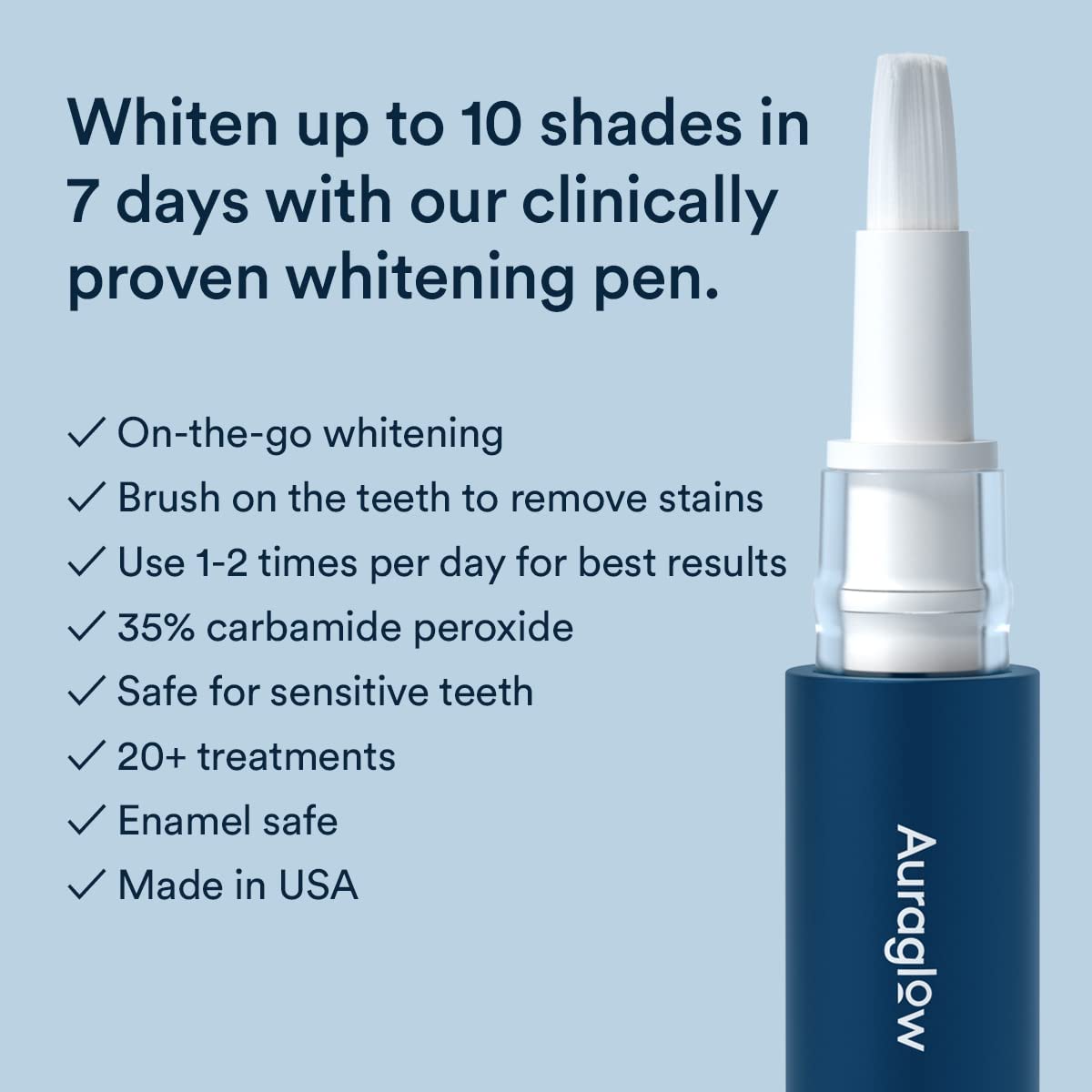 Auraglow Teeth Whitening Pen 35% Carbamide Peroxide 20+ Whitening Treatments No Sensitivity 2.8 ml