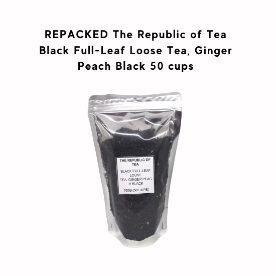 The Republic of Tea Black Full-Leaf Loose Tea, Ginger Peach Black 100 g (50 cups) PACKAGING MAY VARY