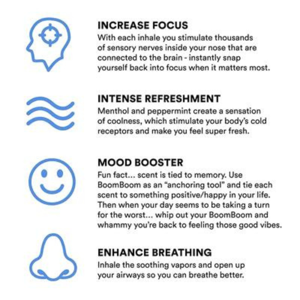 Boom.Boom Breathe Nasal Inhalers Berry Flavor Feel Refreshed All Natural Net Wt. 0.035 oz 1 gram