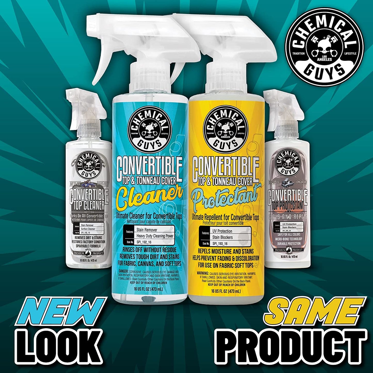 Chemical Guys Bundle Convertible Top Cleaner Stain Remover & Top Protectant UV Protection 16 Oz PACKAGING MAY VARY