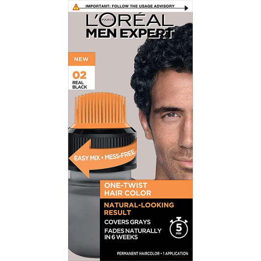 L’Oreal Paris Men Expert One Twist Mess Free Permanent Hair Color, Mens Hair Dye, Real Black 02
