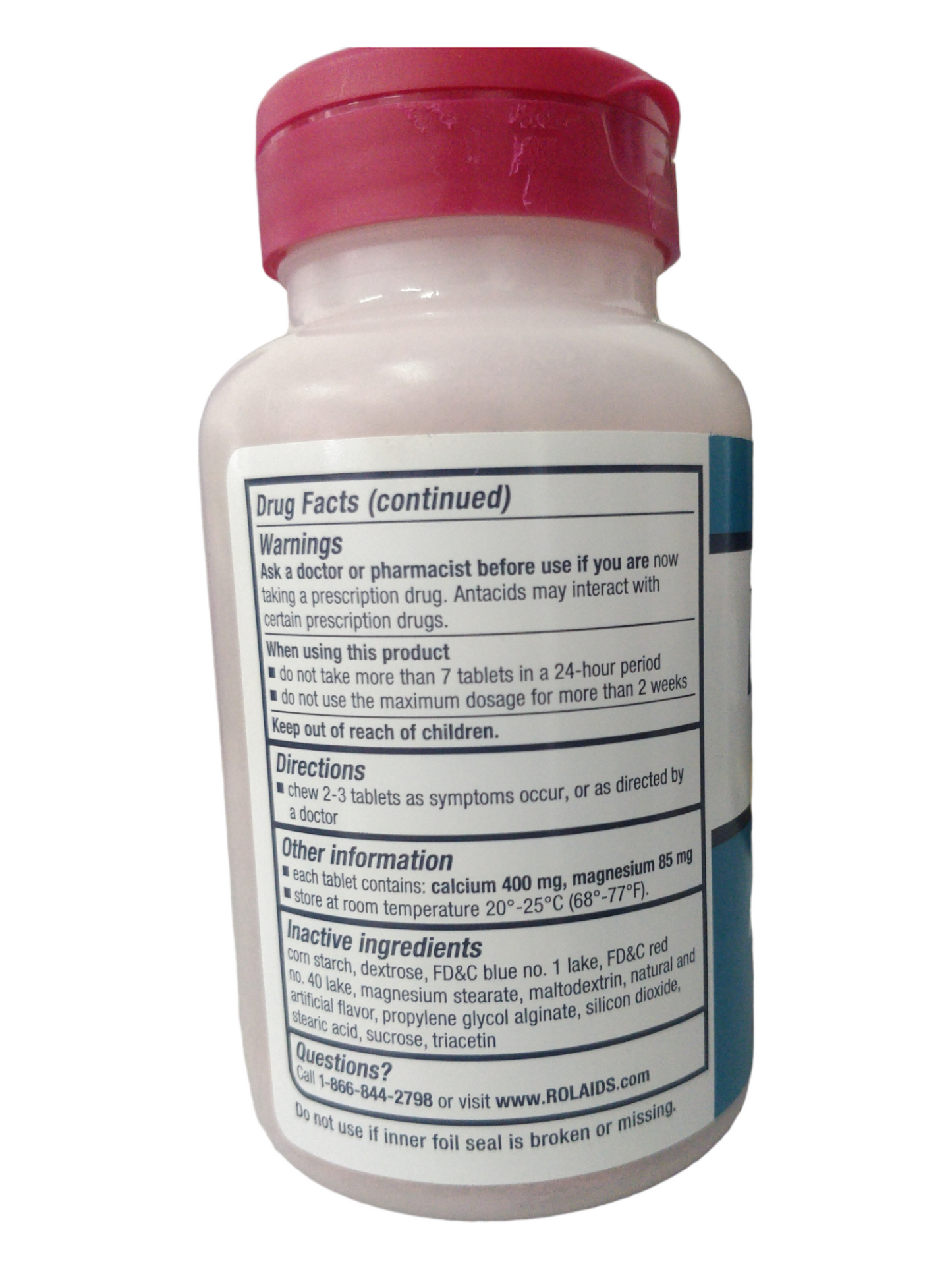 Rolaids Advanced Antacid Plus Anti Gas Chewable Tablets Wild Berry, 60 Count