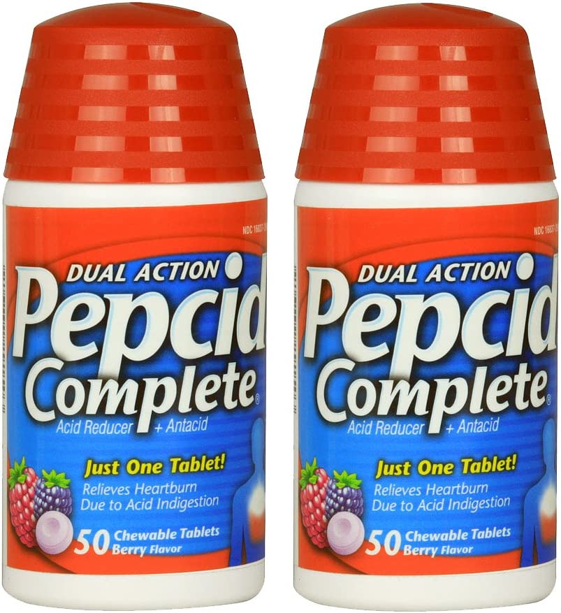Pepcid Dual Action Complete, Berry Flavor, 100 Chewable Tablets PACKAGING MAY VARY