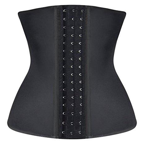 Burvogue Waist Trainer,Women's 9-25 Steel Boned Latex Cincher Underbust Corset