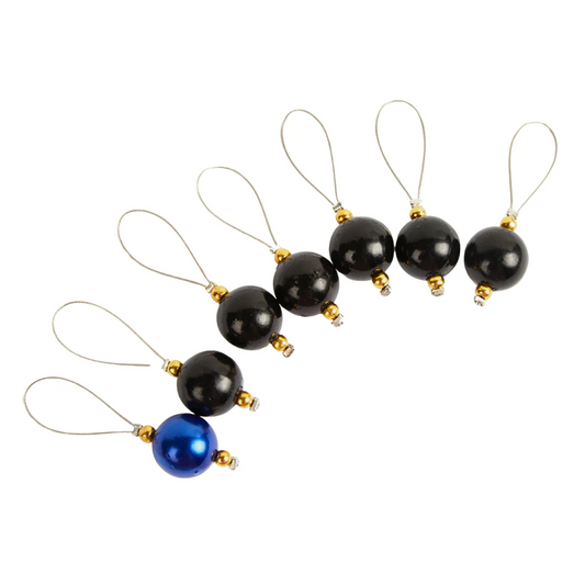 KnitPro ZOONI Stitch Markers in Coloured Beads - Pack of 7 including 1 Unique Marker in Midnight Beauty (10932)