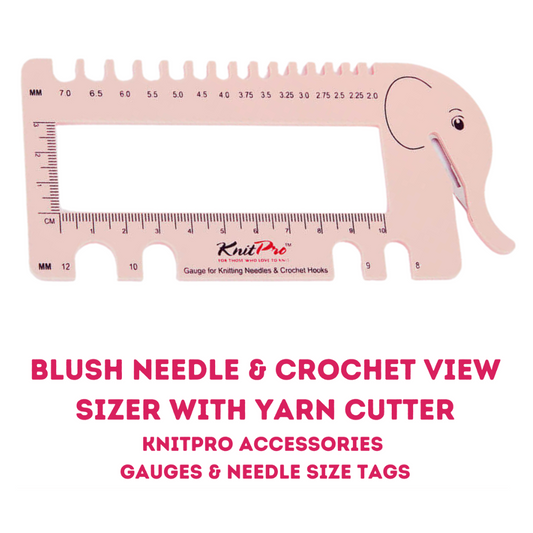 KnitPro Accessories Gauges & Needle Size Tags - Needle & Crochet View Sizer with Yarn Cutter