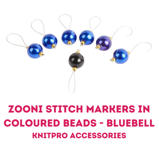 KnitPro Accessories Zooni Stitch Markers in Coloured Beads - Bluebell (10933)