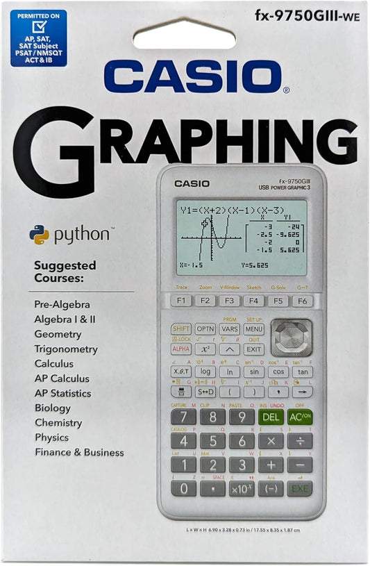 Casio Graphing Calculator (fx-9750GIII-WE), White