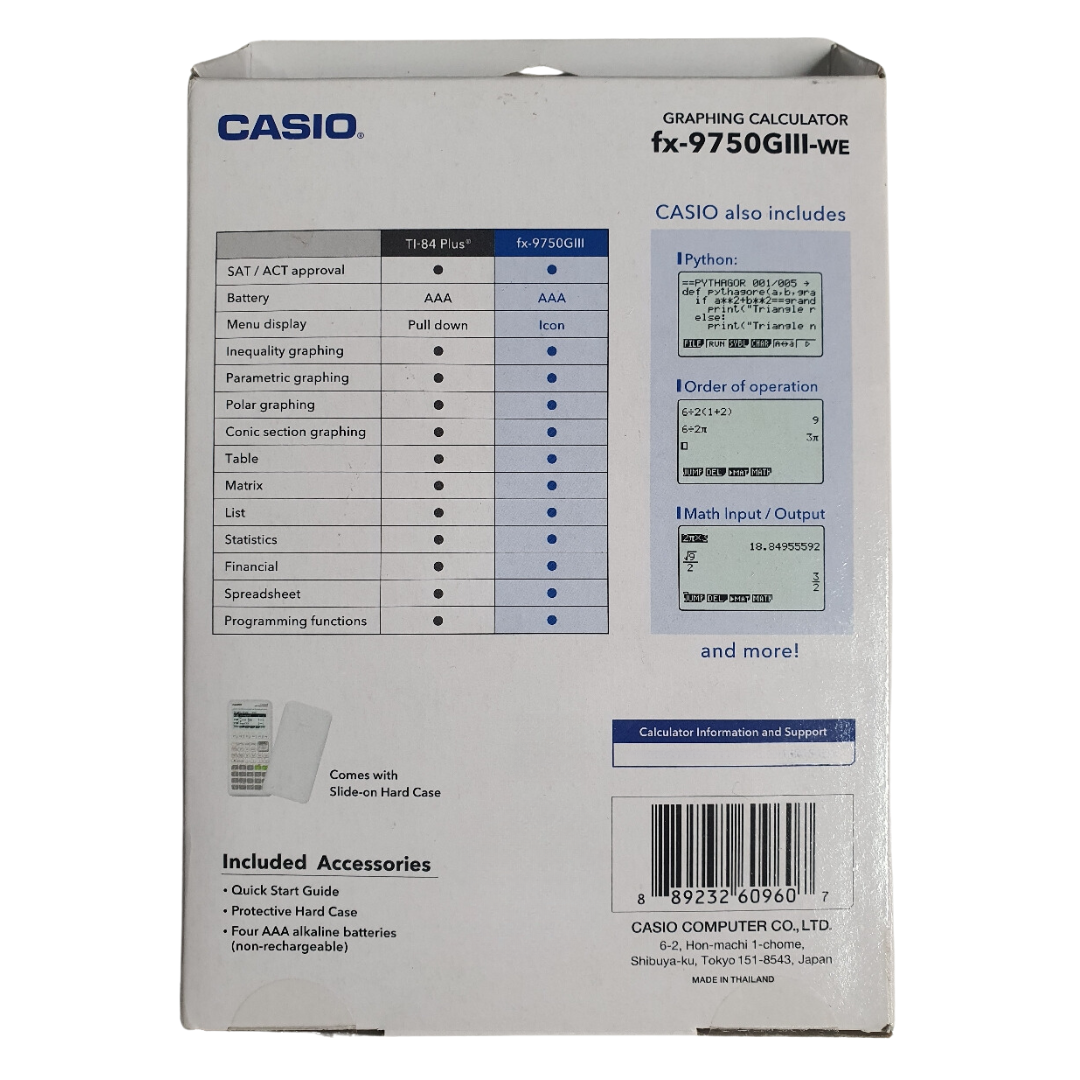 Casio Graphing Calculator (fx-9750GIII-WE), White