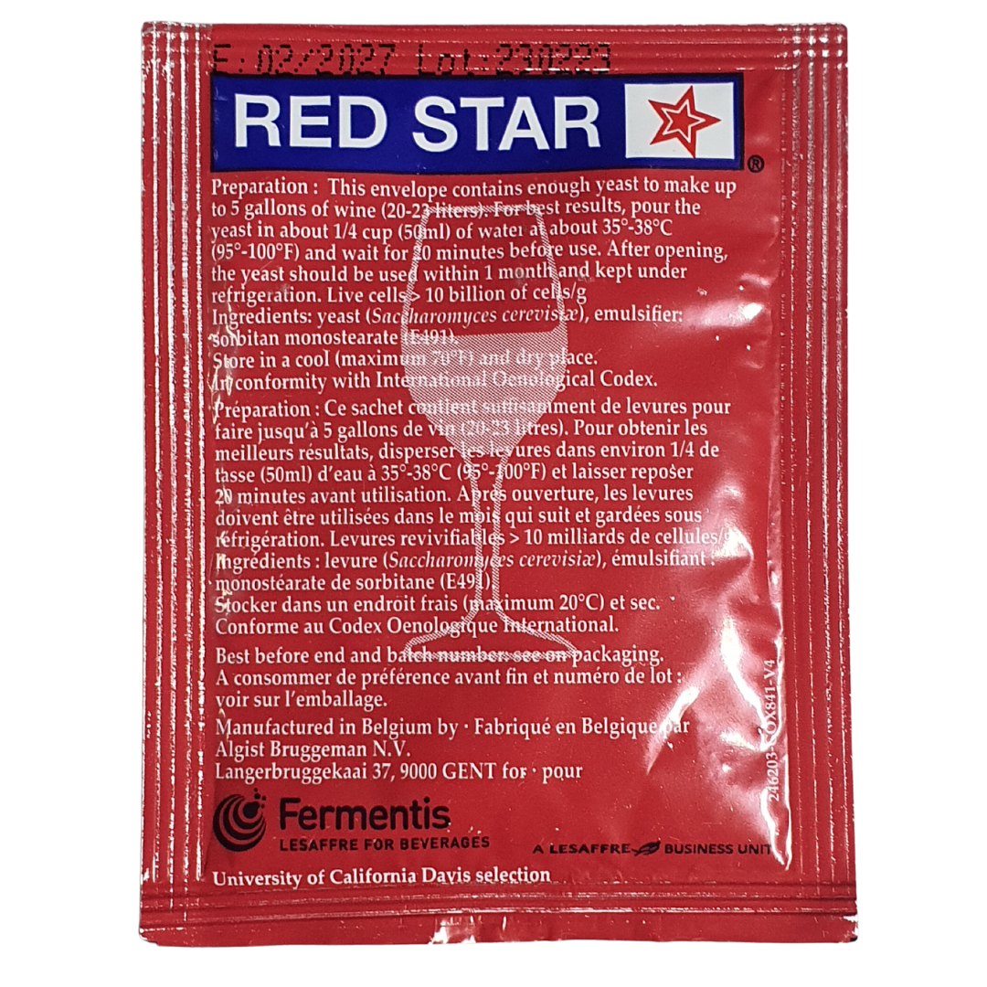 Red Star Premier Classique Active Dry Wine Yeast, 1 pc, 0.176 oz / 5g