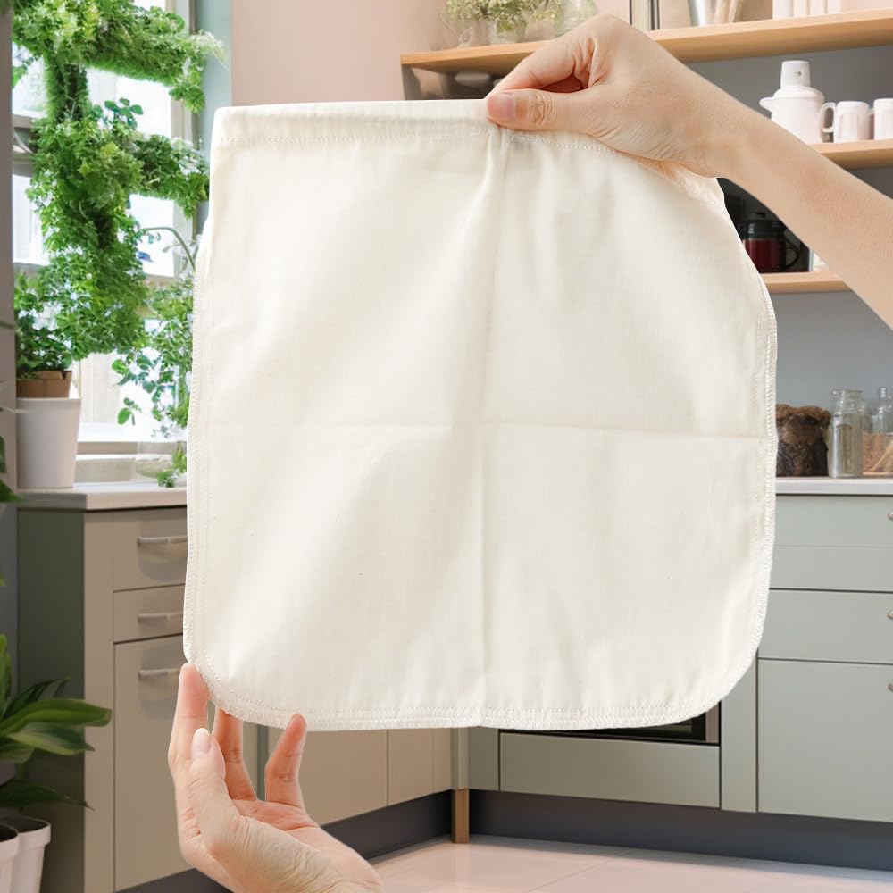 Scengclos Nut Milk Bag 100% Unbleached Cheesecloth Bag, 2 Pack 12"x12"