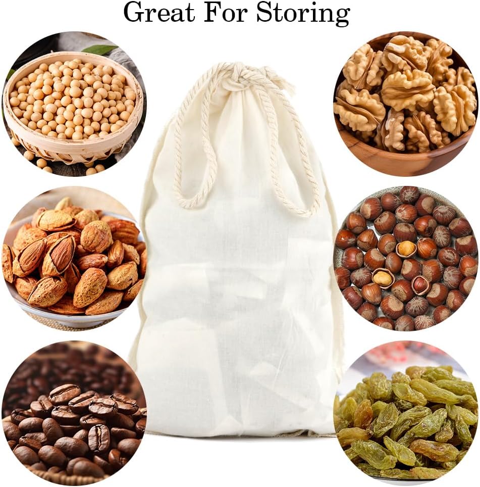 Scengclos Nut Milk Bag 100% Unbleached Cheesecloth Bag, 2 Pack 12"x12"