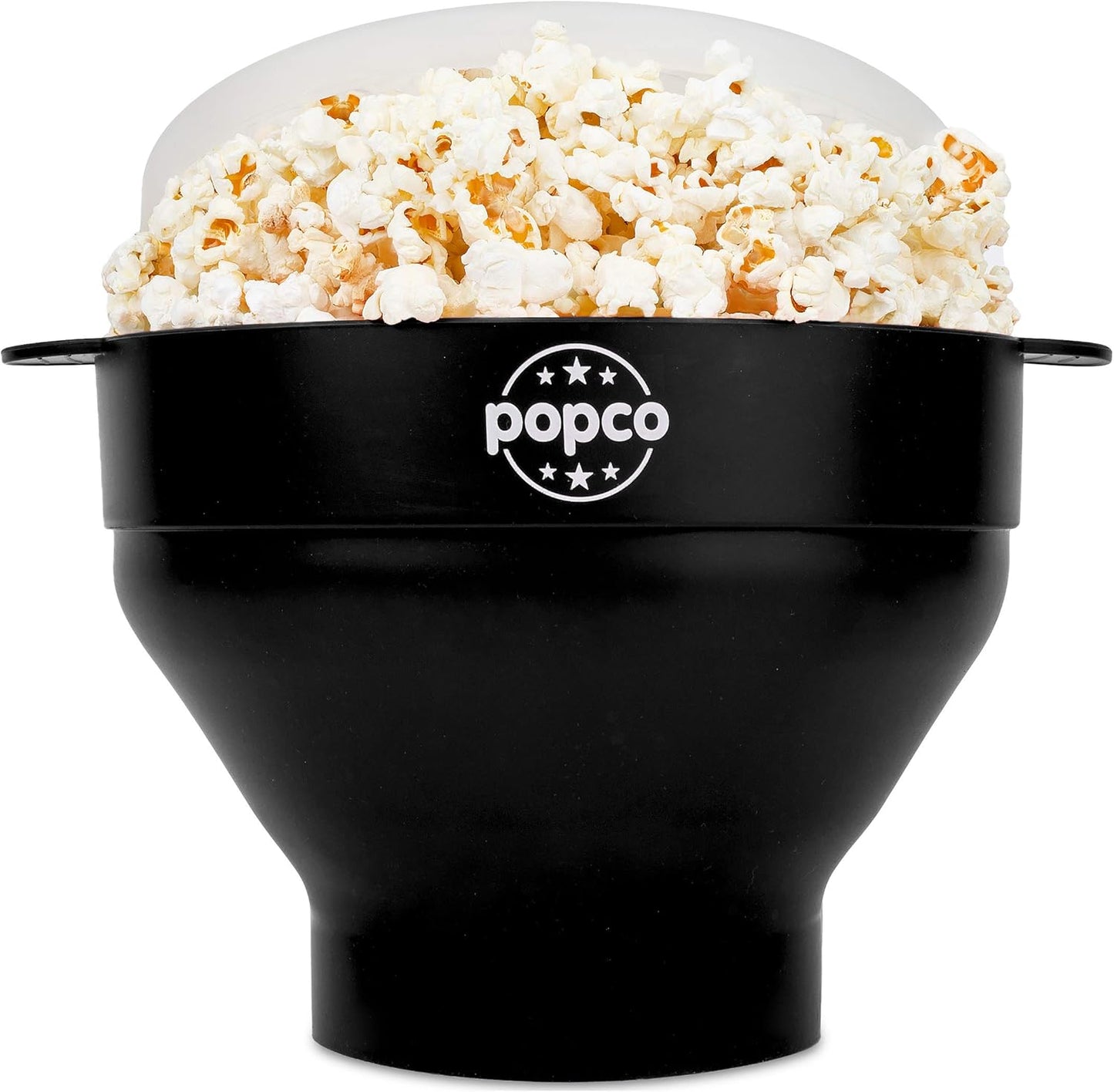 Popco Silicone Microwave Popcorn Popper With Handles (Black)