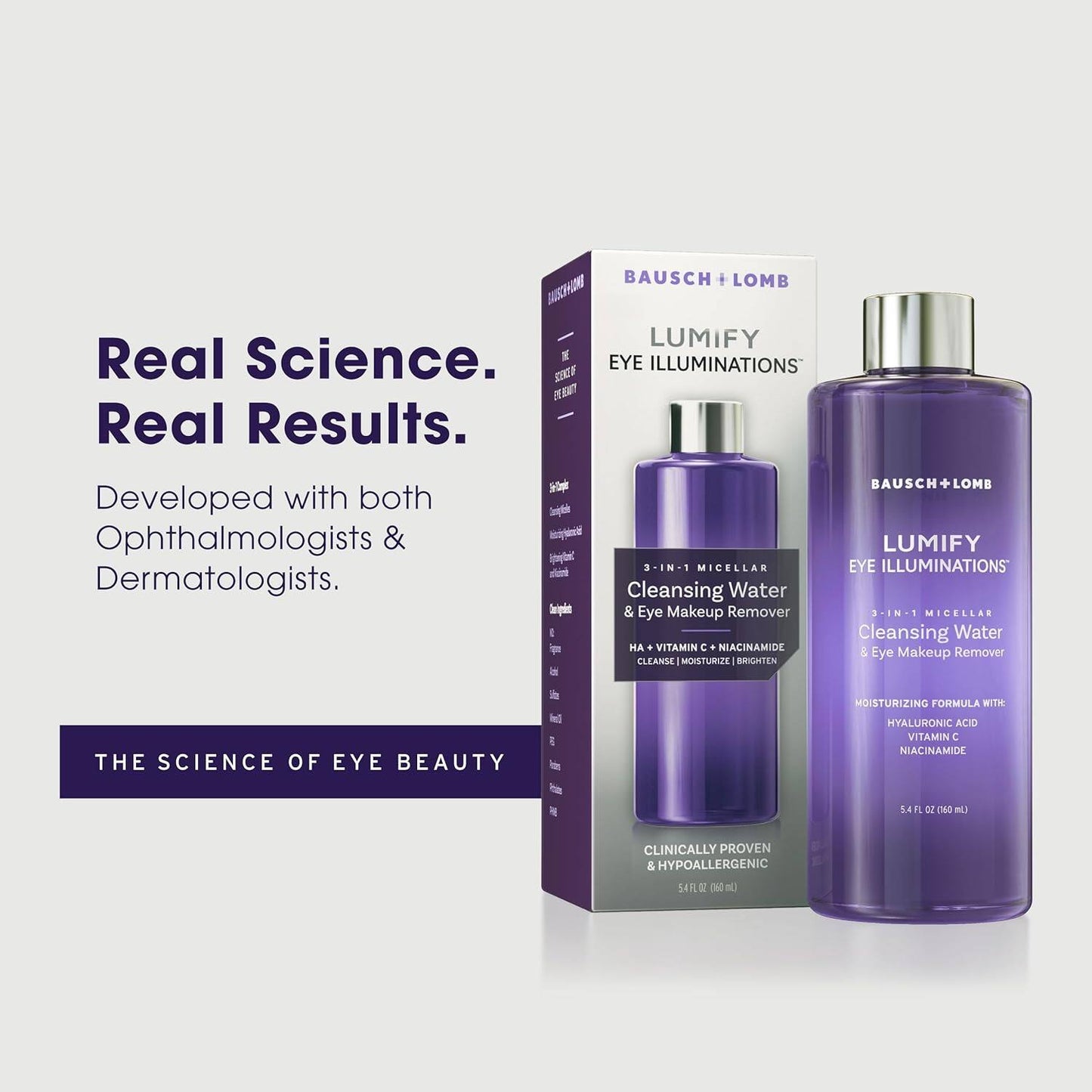 Bausch + Lomb 3 in 1 Micellar Cleansing Water And Eye Makeup Remover 5.4 fl oz / 160 mL