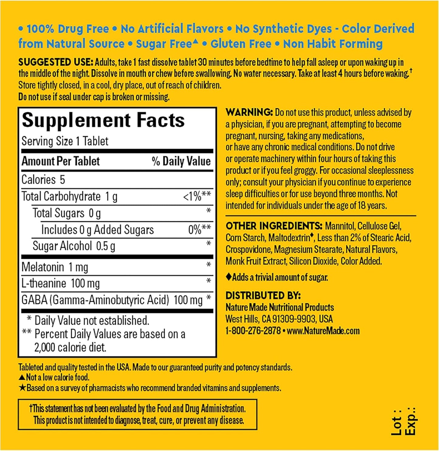 Nature Made WellBlends Back To Sleep 1mg Melatonin 3 in 1 Blend Berry Flavor, 40 Tablets