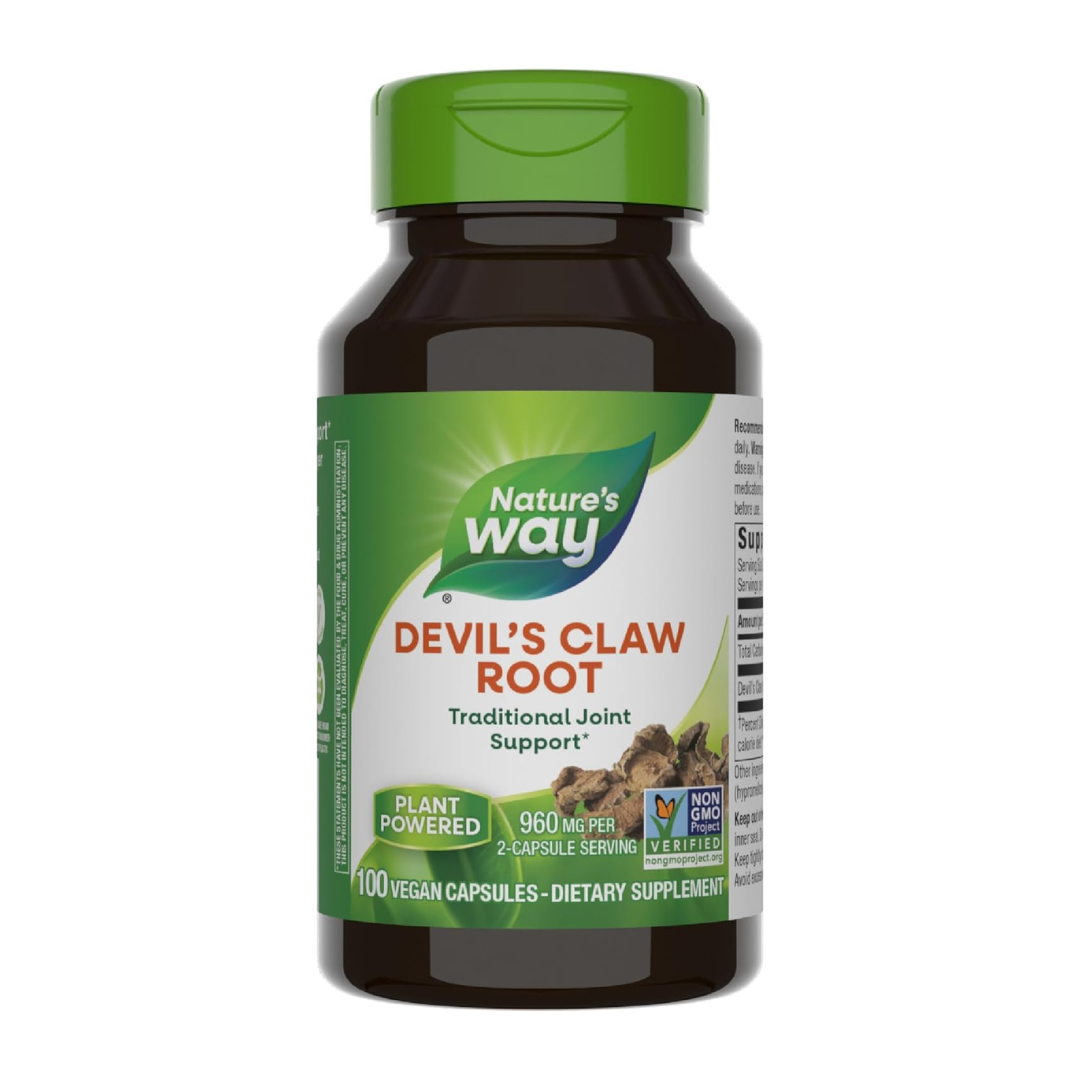 Nature's Way Devil’s Claw Secondary Root 960 mg, 100 Vegetarian Capsules (Packaging May Vary)