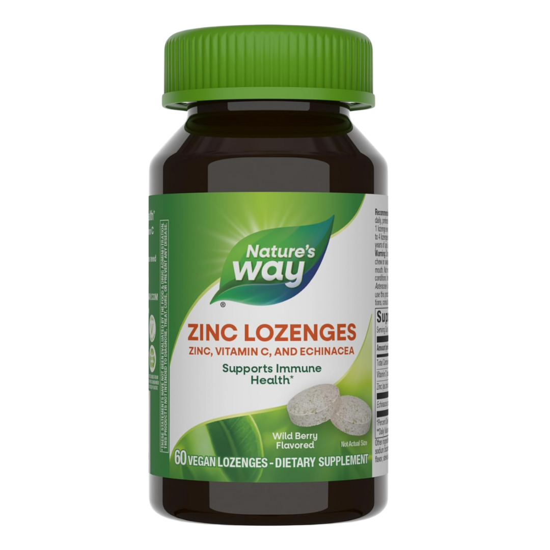 Nature's Way Zinc Lozenges Echinacea & Vitamin C (60 Lozenges - Wild Berry Flavored)