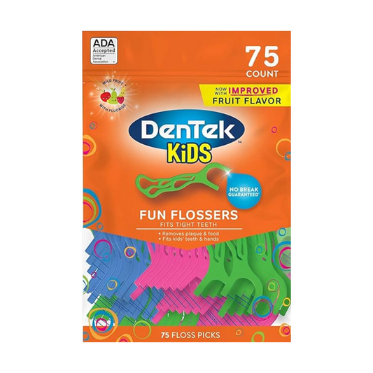 DenTek Kids Fun Flossers, Removes Food & Plaque, 75 Count