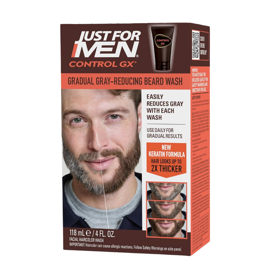 Just For Men Control Gx Grey Reducing Beard Wash for Mustache & Beard, 4 Ounce