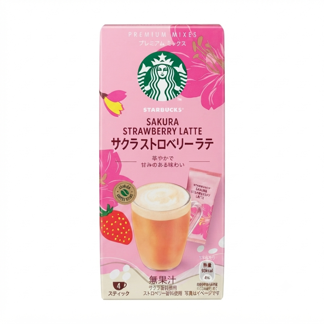 Starbucks Premium Coffee Mix Sakura Strawberry Latte, Pack of 4