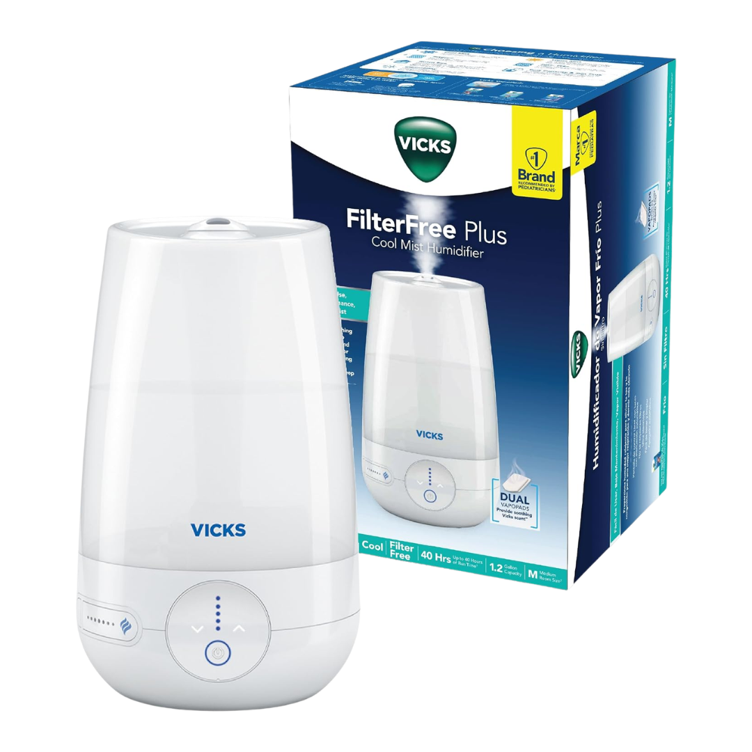 Vicks Filter Free Plus Cool Mist Humidifier for Medium Size Room, 1.2 Gallon Capacity (VUL565)