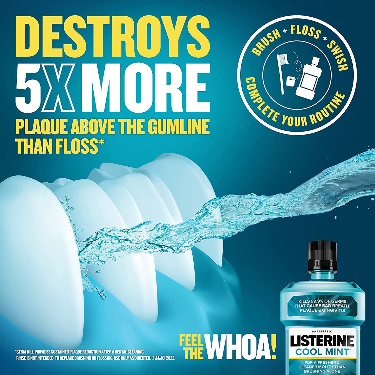 Listerine Cool Mint Antiseptic For A Fresher & Cleaner Mouth Than Brushing Alone - 1.5L
