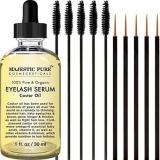 Majestic Pure Castor Oil for Eyelashes Growth Serum, Pure and Organic & Set of Mascara Brush and Eyeliner Applicator