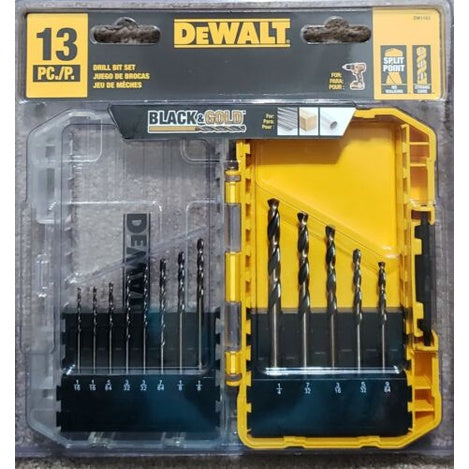 Dewalt Black Oxide Drill Bit Set with Pilot Point, 13-Piece (DW1163)