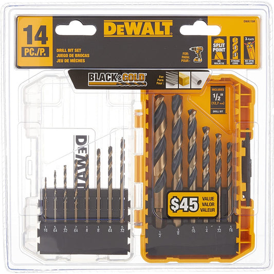 Dewalt Drill Bit Set, Black and Gold, 14-Piece (DWA1184)