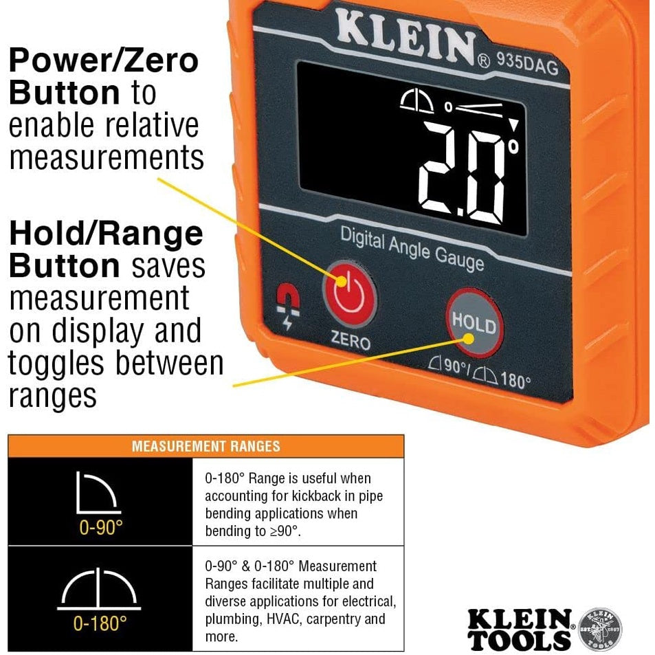 Klein Tools Digital Electronic Level and Angle Gauge Measures and Sets Angles 935DAG