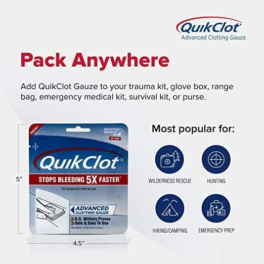 QuickClot Advanced Clotting Gauze Stops Bleeding for External Use (3 in. x 2 ft.)