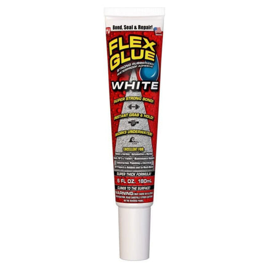 Flex Glue Strong Rubberized Waterproof Adhesive White Bond, Seal, Repair Super Thick Formula 180ml
