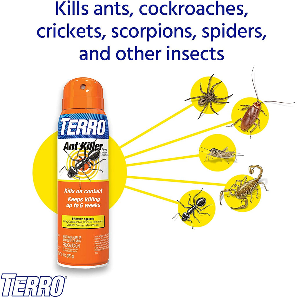 TERRO T401-6 Ant Killer Aerosol Spray Indoor and Outdoor - 453g