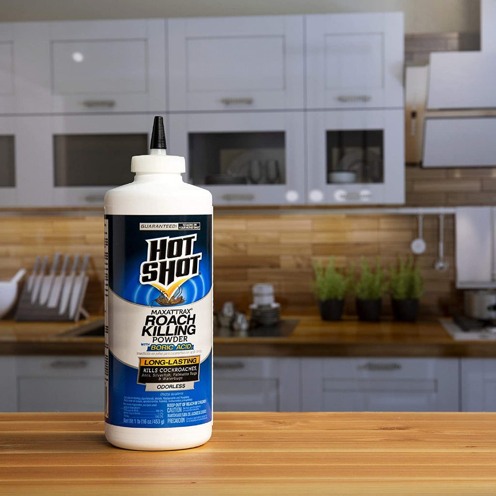 Hot Shot Maxattrax Roach Killing Powder With Boric Acid Removes Cockroaches Odorless - 453g