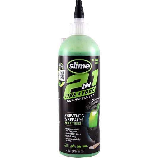 Slime 2 in 1 Tire & Tube Premium Sealant Prevents and Repairs Flat Tires 16Oz / 473ml