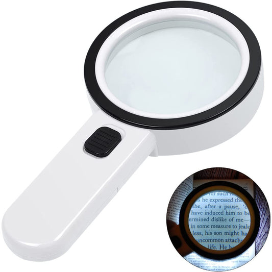 AIXPI Magnifying Glass with Light, 30X Handheld Large Magnifying Glass 12 LED Illuminated Magnifier