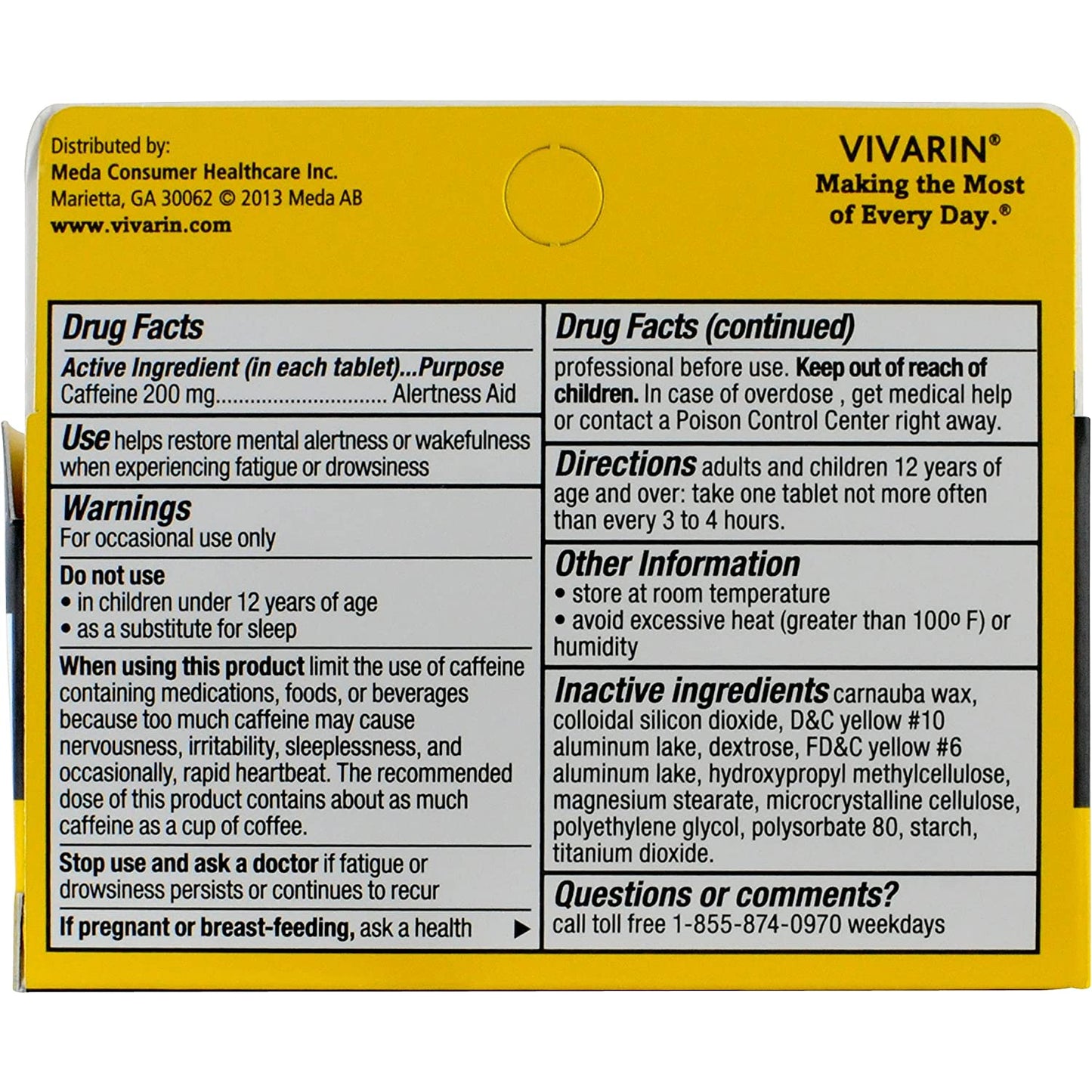 Vivarin Caffeine Alertness Aid Functional For Mental Alertness Safe & Effective 40 Tablets - 200mg