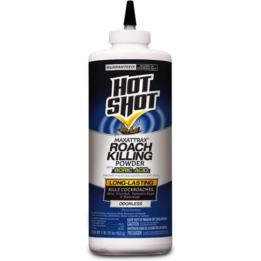 Hot Shot Maxattrax Roach Killing Powder With Boric Acid Removes Cockroaches Odorless - 453g