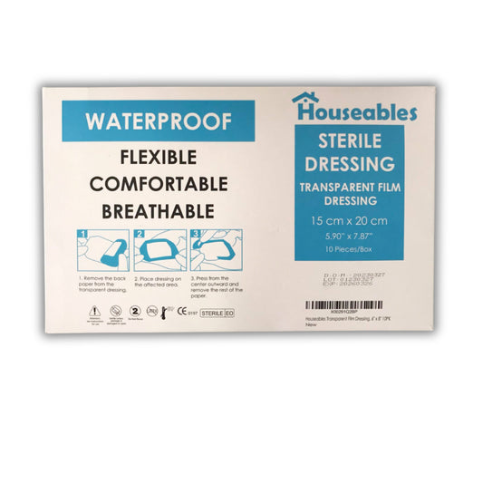 Houseables Sterile Dressing Transparent Film Waterproof | 15cm x 20cm - 10pieces/Box