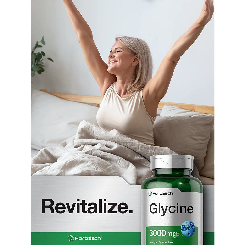 Horbaach Glycine 3000mg Non-Gmo Gluten Free Glycine Supplement 100 Capsules